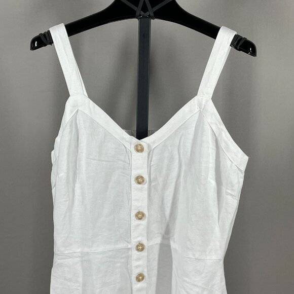 NEW Loft Dress Womens 4 white linen fit flare preppy casual classic summer - Picture 2 of 9